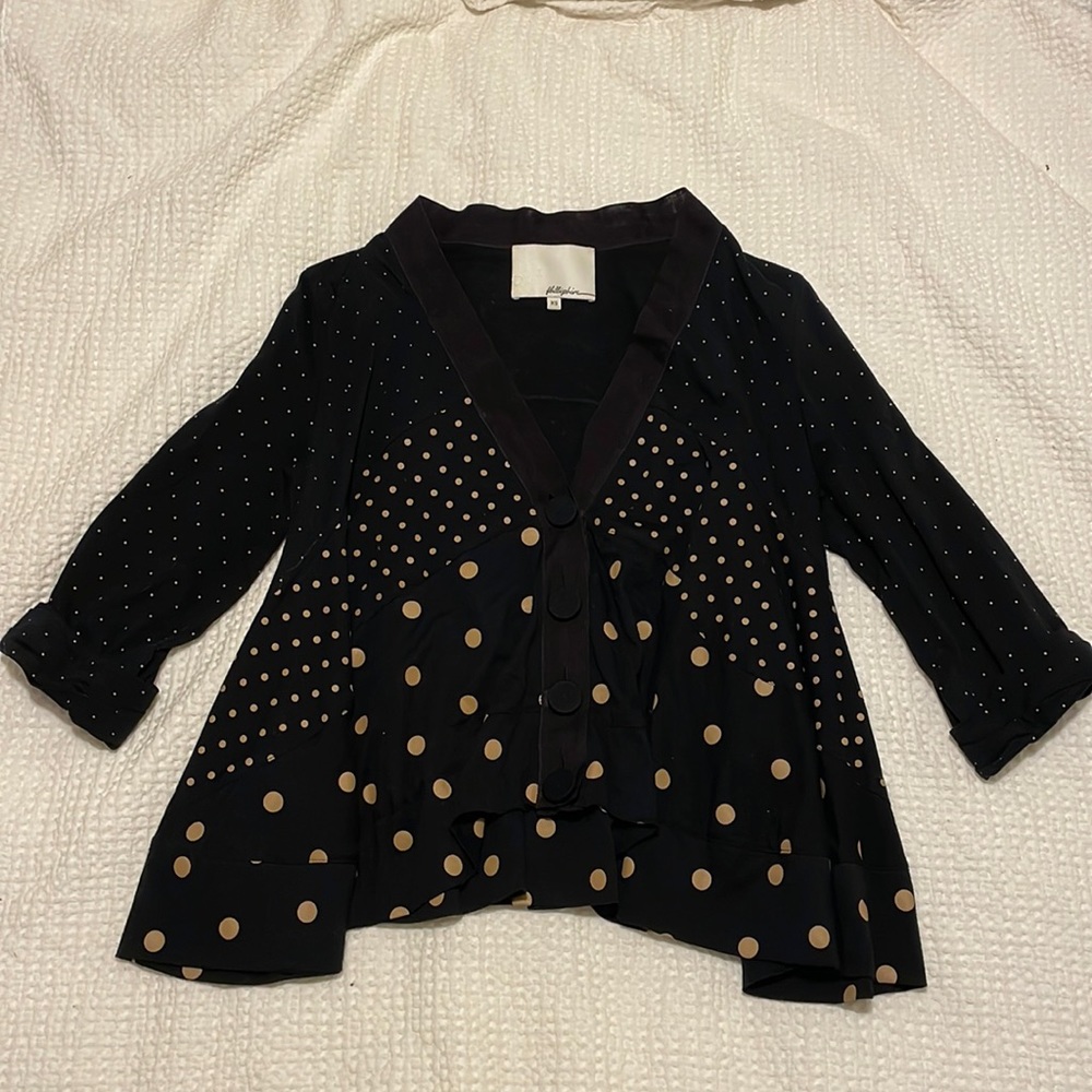 3.1 Phillip Lim Polka Dot Cropped Cardigan Sweater